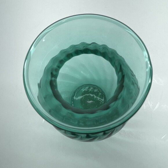 Vintage Indiana Glass Flower Vase Aqua Blue Swirled Diamond 3D Effect Ohio USA - Picture 6 of 12